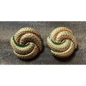 Women’s Earrings Snakes Gold Tone Clip On Vintage